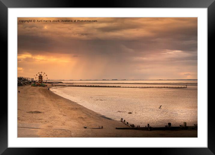 Cleethorpe's Stormy Beach Framed Mounted Print by Avril Harris