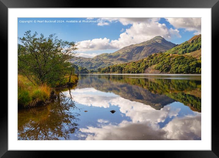 Reflections in Llyn Gwynant Lake Snowdonia Framed Mounted Print by Pearl Bucknall