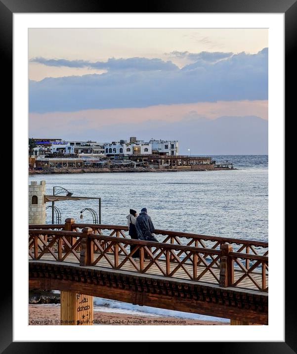 A couple on bridge looking out to sea Framed Mounted Print by Robert Galvin-Oliphant