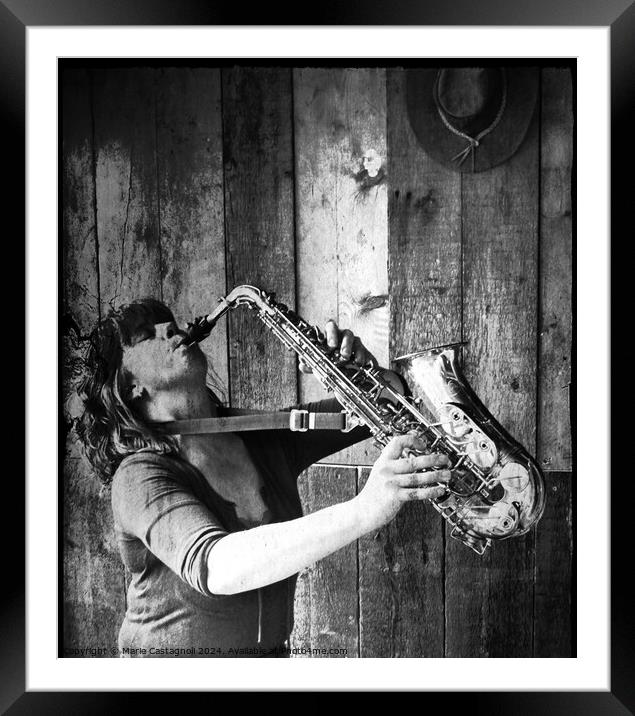 Jazz Musician Framed Mounted Print by Marie Castagnoli