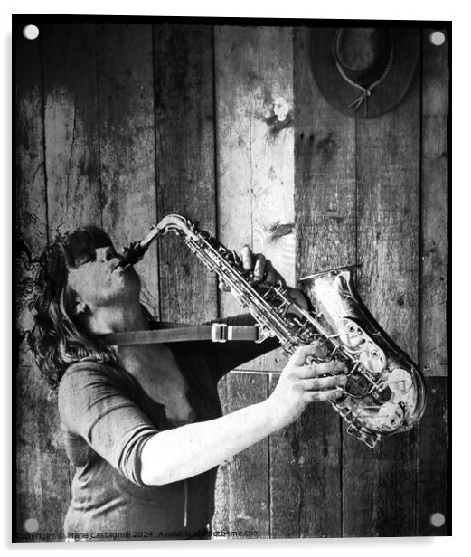 Jazz Musician Acrylic by Marie Castagnoli