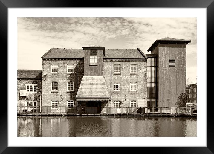 Waterside Inn Leeds Liverpool Canal Leigh arm - Sepia Framed Mounted Print by Glen Allen