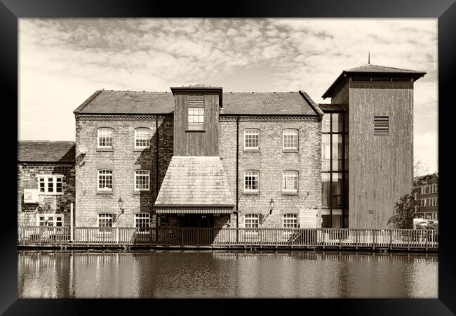 Waterside Inn Leeds Liverpool Canal Leigh arm - Sepia Framed Print by Glen Allen