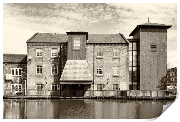 Waterside Inn Leeds Liverpool Canal Leigh arm - Sepia Print by Glen Allen