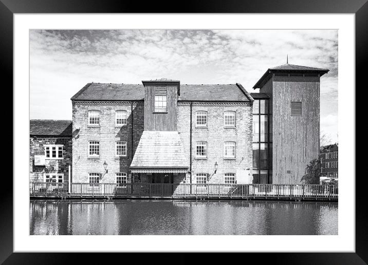 Waterside Inn Leeds Liverpool Canal Leigh arm - Mono Framed Mounted Print by Glen Allen