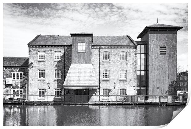 Waterside Inn Leeds Liverpool Canal Leigh arm - Mono Print by Glen Allen