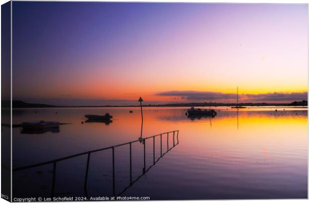 Mudeford Sunset Canvas Print by Les Schofield