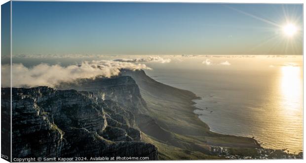 Sunset from Table Mountain, Cape Town Canvas Print by Samit Kapoor
