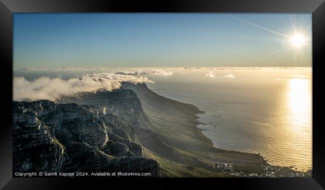 Sunset from Table Mountain, Cape Town Framed Print by Samit Kapoor
