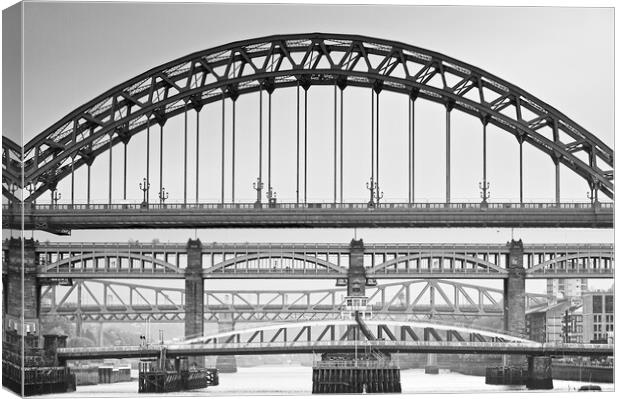 Bridges Over the River Tyne at Newcastle upon Tyne Canvas Print by Martyn Arnold