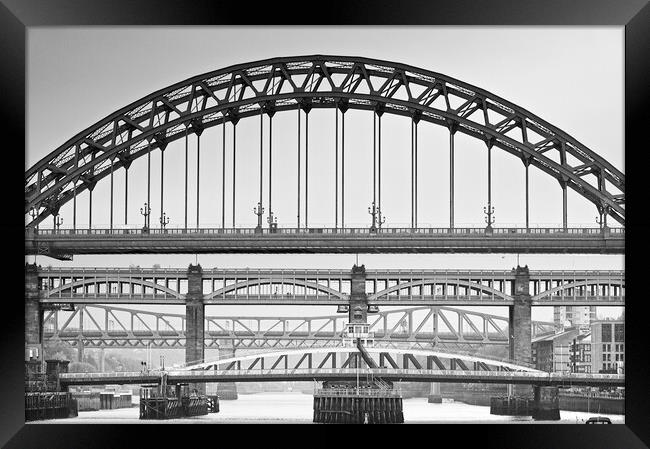 Bridges Over the River Tyne at Newcastle upon Tyne Framed Print by Martyn Arnold