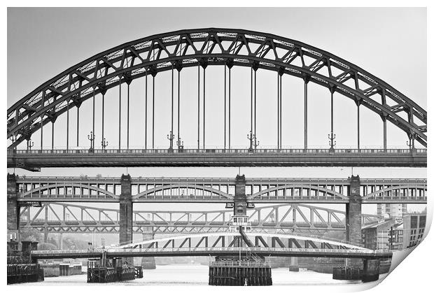 Bridges Over the River Tyne at Newcastle upon Tyne Print by Martyn Arnold