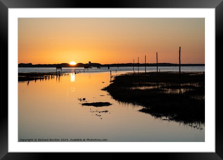 Holy Isle Sunrise Framed Mounted Print by Richard Burdon