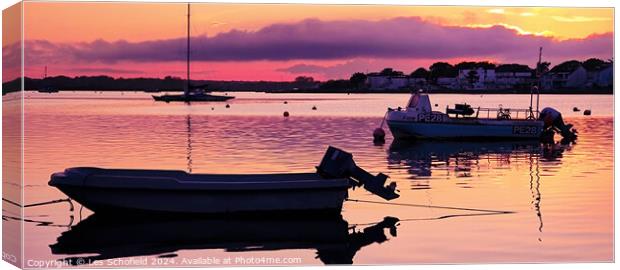 Sunset at mudeford Hampshire  Canvas Print by Les Schofield