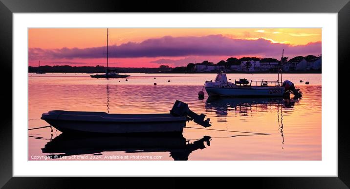 Sunset at mudeford Hampshire  Framed Mounted Print by Les Schofield