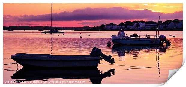 Sunset at mudeford Hampshire  Print by Les Schofield