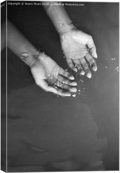 Monochrome hands in water Canvas Print by Storm Photo