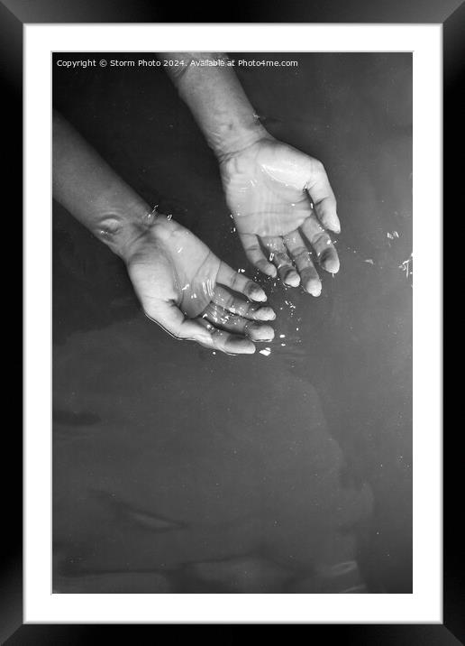 Monochrome hands in water Framed Mounted Print by Storm Photo