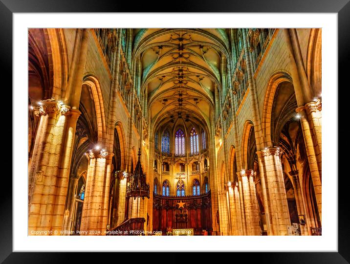 Basilica Pulpit Altar Arches Saint Nizier Church Lyon France Framed Mounted Print by William Perry
