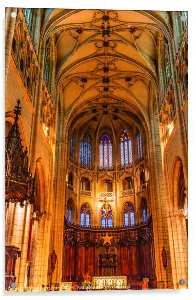 Basilica Altar Arches Saint Nizier Church Lyon France Acrylic by William Perry
