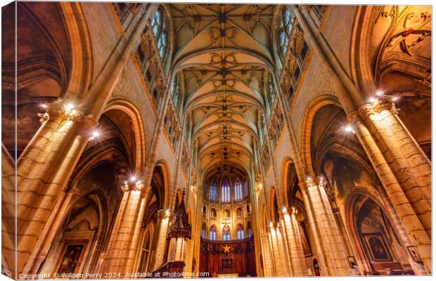 Basilica Altar Arches Saint Nizier Church Lyon France Canvas Print by William Perry