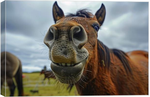 A close up of a horse smiling into the camera. Canvas Print by Michael Piepgras