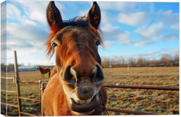 A close up of a horse smiling into the camera. Canvas Print by Michael Piepgras