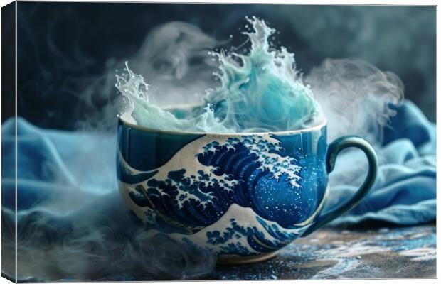 A cup with crushing ocean waves inside. Canvas Print by Michael Piepgras