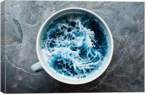 A cup with crushing ocean waves inside from above. Canvas Print by Michael Piepgras