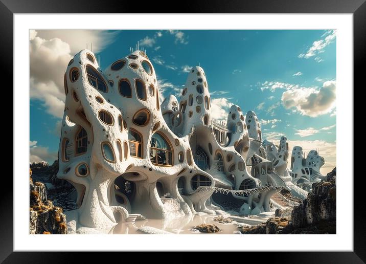 A dream world unfolds with impossible architecture and shifting  Framed Mounted Print by Michael Piepgras