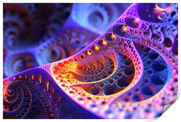 A fractal art in 3D showing fascinating shapes and curves. Print by Michael Piepgras