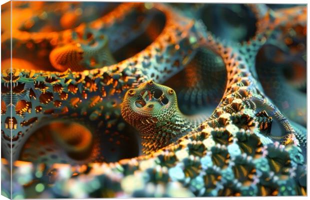 A fractal art in 3D showing fascinating shapes and curves. Canvas Print by Michael Piepgras