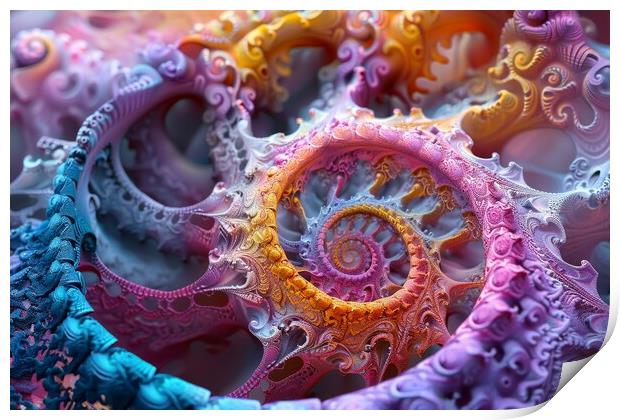 A fractal art in 3D showing fascinating shapes and curves. Print by Michael Piepgras