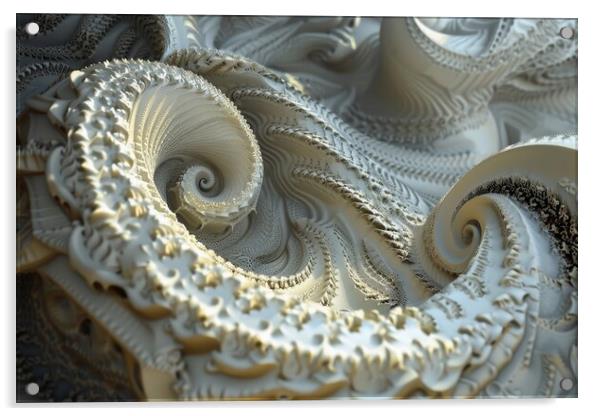 A fractal art in 3D showing fascinating shapes and curves. Acrylic by Michael Piepgras