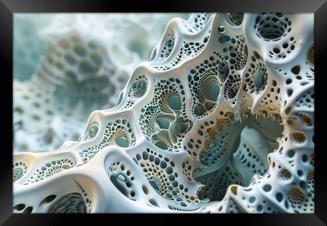 A fractal art in 3D showing fascinating shapes and curves. Framed Print by Michael Piepgras