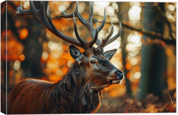 A majestic stag in close up in a forest. Canvas Print by Michael Piepgras