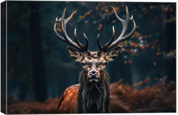 A majestic stag in close up in a forest. Canvas Print by Michael Piepgras