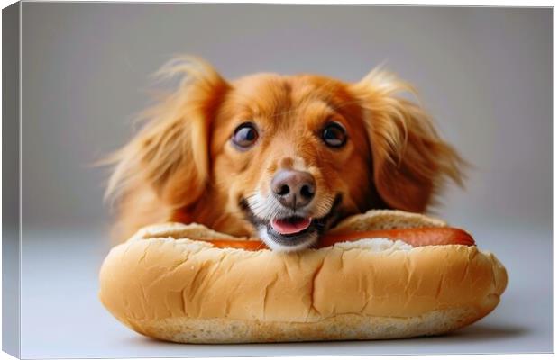 A real dog in a hot dog bun. Canvas Print by Michael Piepgras