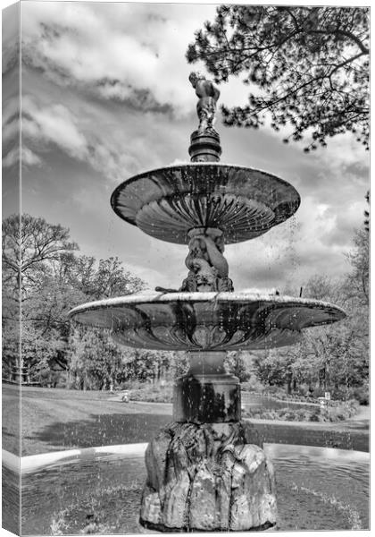 Fountain - Mono Canvas Print by Glen Allen