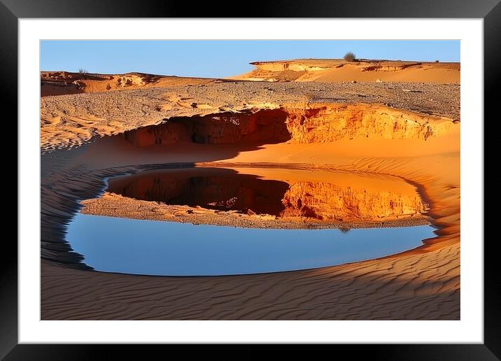 A spectacular mirage in the desert. Framed Mounted Print by Michael Piepgras