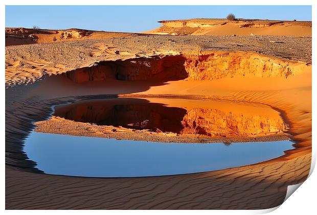 A spectacular mirage in the desert. Print by Michael Piepgras