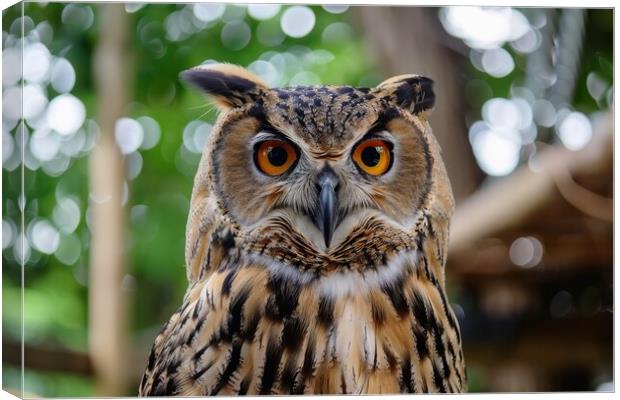 A stunning owl in nature looking at the camera. Canvas Print by Michael Piepgras