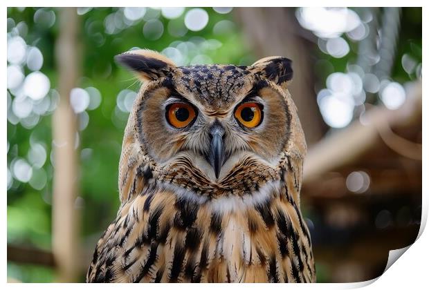 A stunning owl in nature looking at the camera. Print by Michael Piepgras