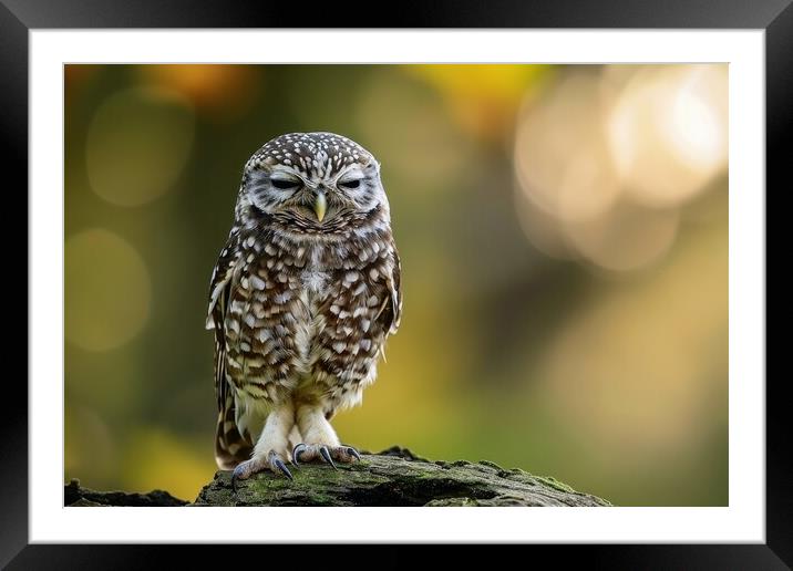 A stunning owl in nature looking at the camera. Framed Mounted Print by Michael Piepgras