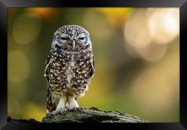 A stunning owl in nature looking at the camera. Framed Print by Michael Piepgras