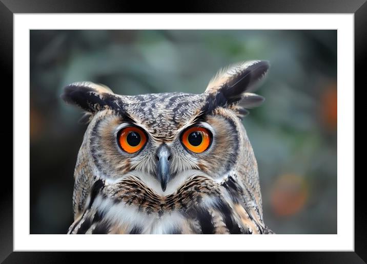A stunning owl in nature looking at the camera. Framed Mounted Print by Michael Piepgras