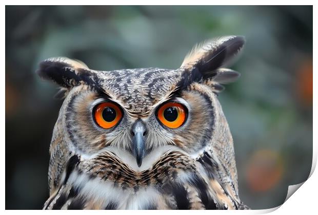 A stunning owl in nature looking at the camera. Print by Michael Piepgras
