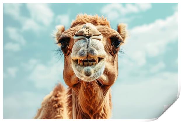 Close up of a camel laughing in to the camera. Print by Michael Piepgras