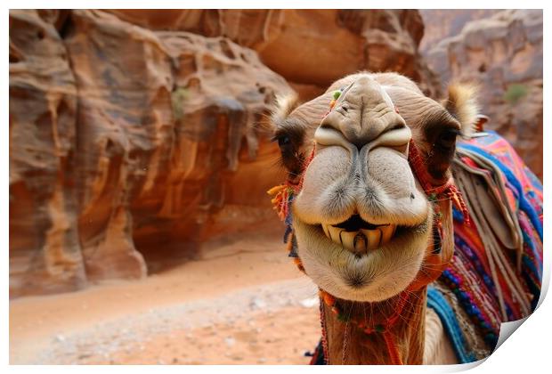 Close up of a camel laughing in to the camera. Print by Michael Piepgras