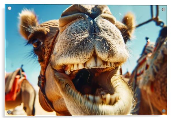 Close up of a camel laughing in to the camera. Acrylic by Michael Piepgras